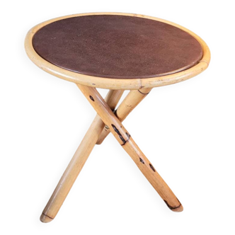 Table d'appoint vintage, bout de canapé avec plateau en simili
