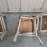 4 patinated white bistro chairs
