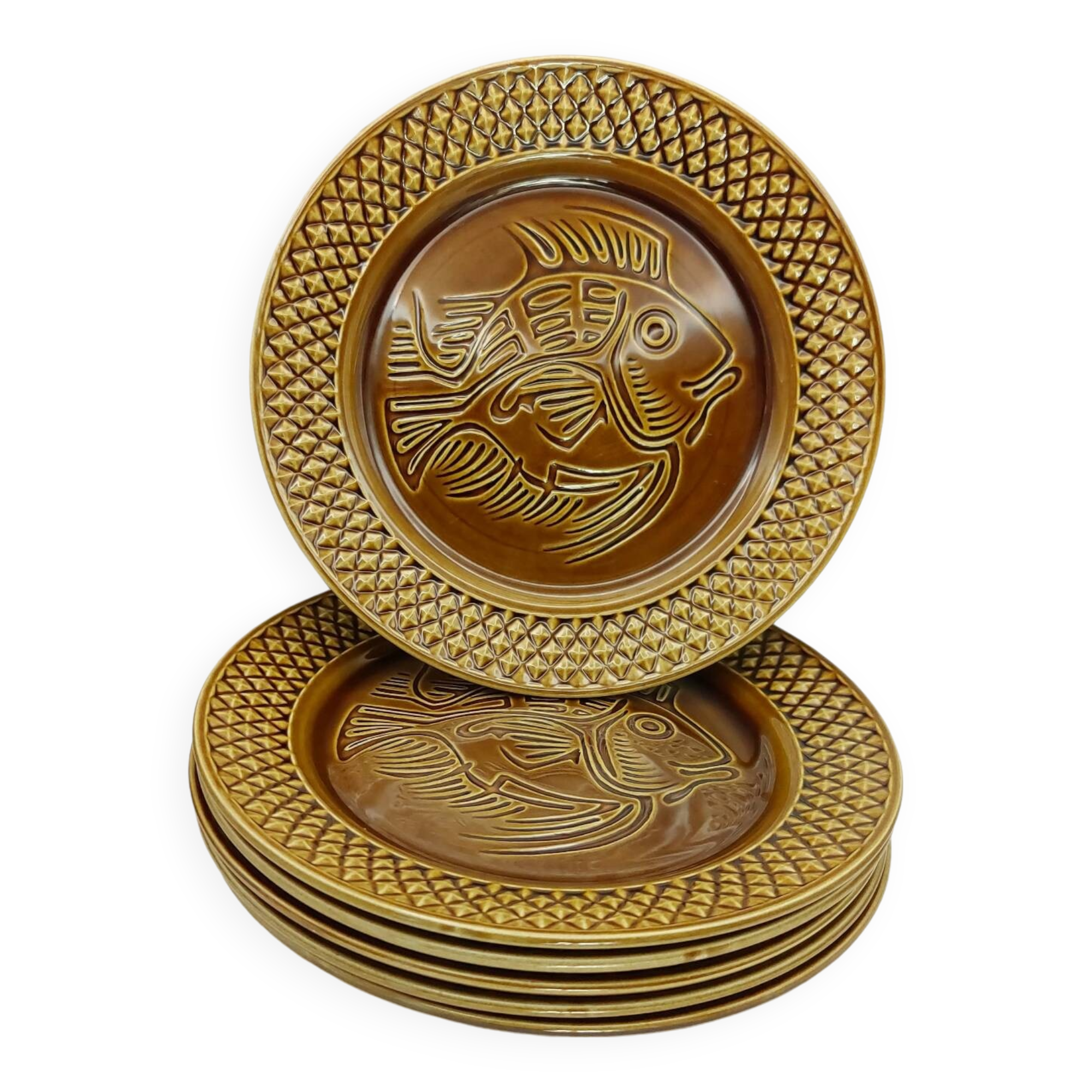 Digoin Sarreguemines fish dinner plates