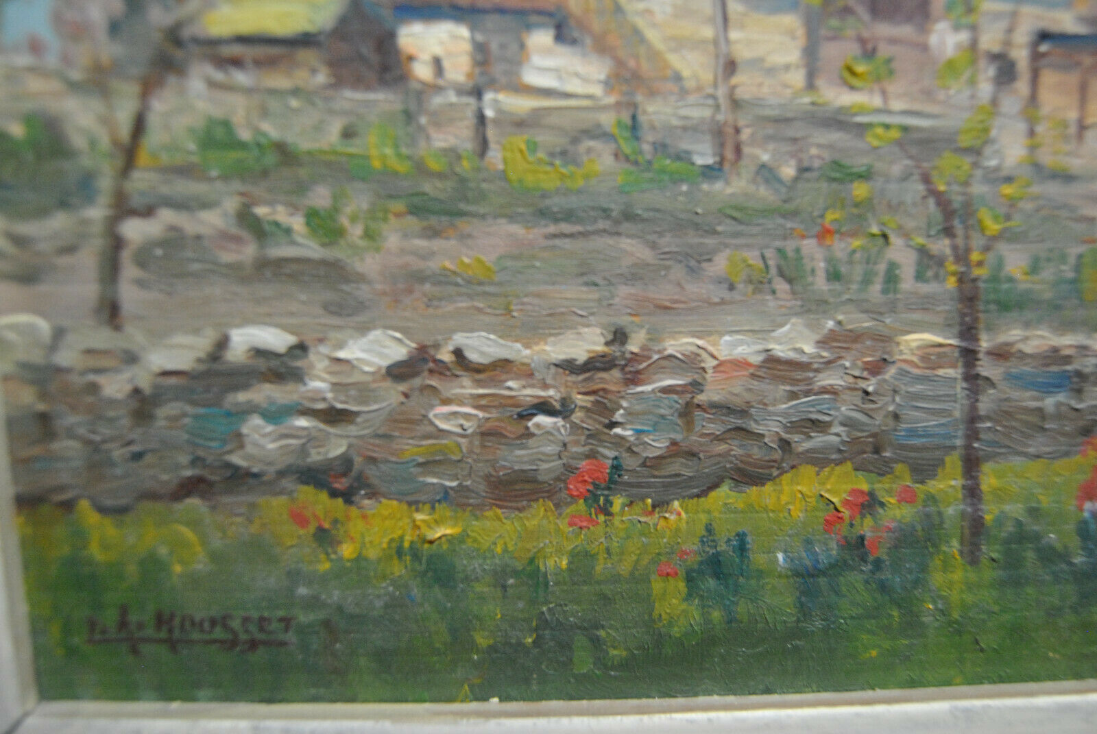 Painting landscape countryside farm Hery Yonne Bourgogne-Franche-Comté