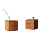 Set of 2 pine cube cabinets in the style of ate van apeldoorn, dutch design, 1960’s