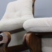 Pair of Brutalist oak armchairs, Czechoslovakia, 1970s