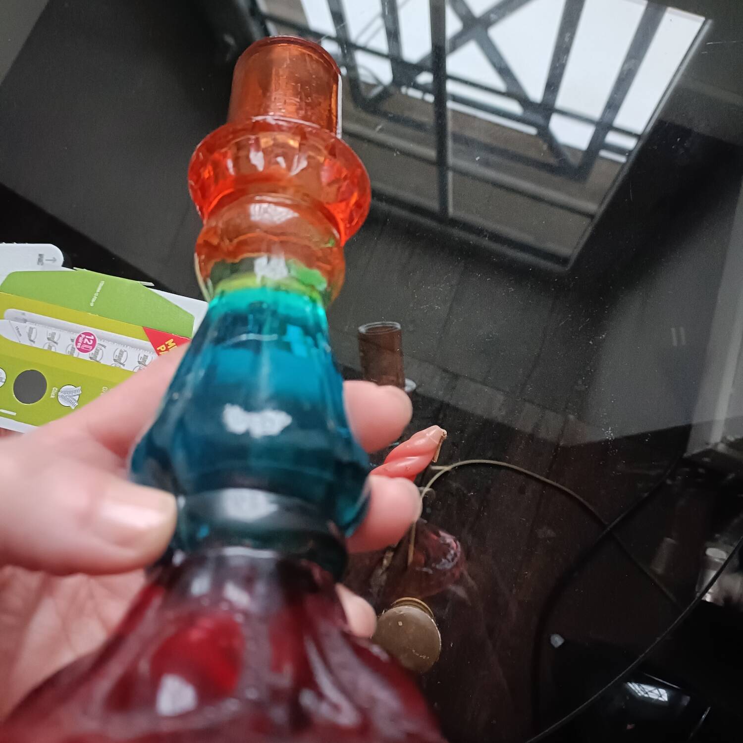 Multicoloured glass candlestick