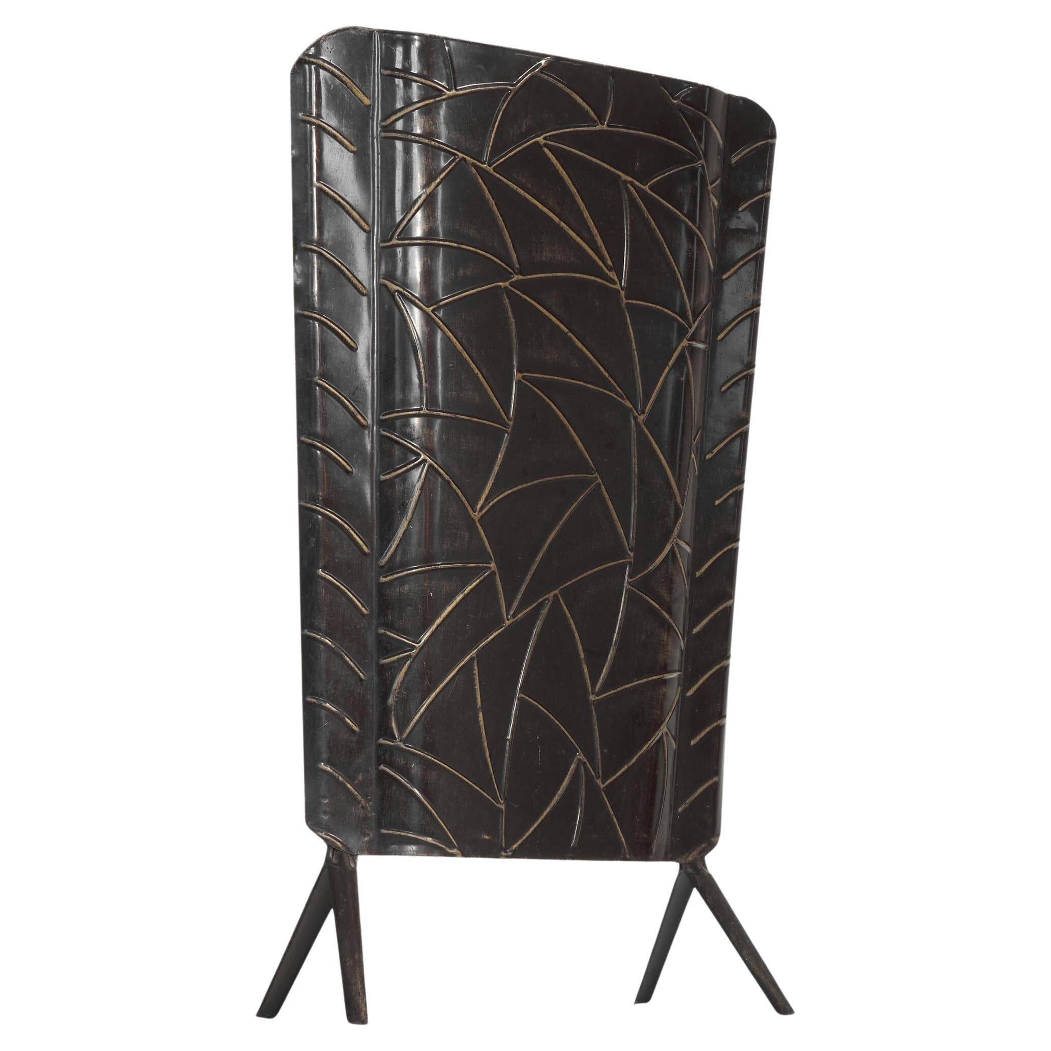 Art Deco fire screen in tin, 1940s