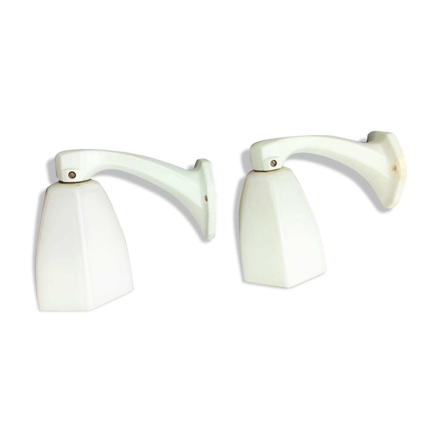 Pair of white opaline sconces early 20th century