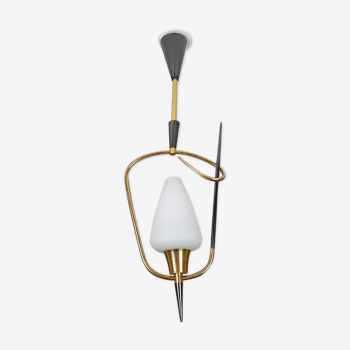 Black and gold chrome pin hanging lamp, 1950