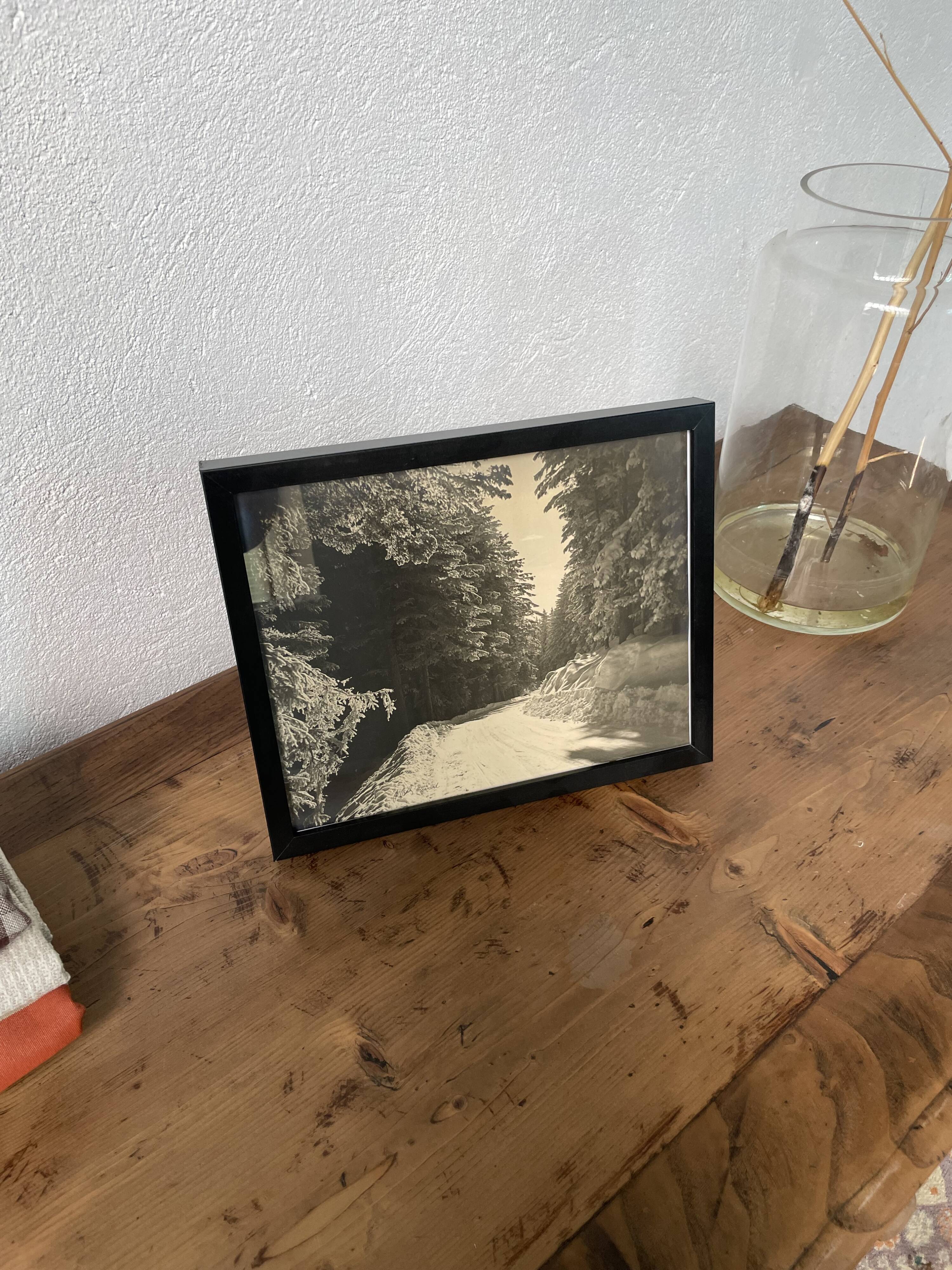 Old photograph snowy landscape