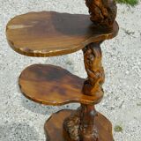 Brutalist shelf wood and vine holder vintage plant 1960