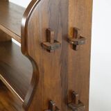 Vintage brutalist solid wood shelf, 1950s
