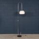 Vintage 20thc italian chrome floor lamp with opaline shade c.1970