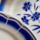 Set of 12 antique flat plates, blue flower decorations