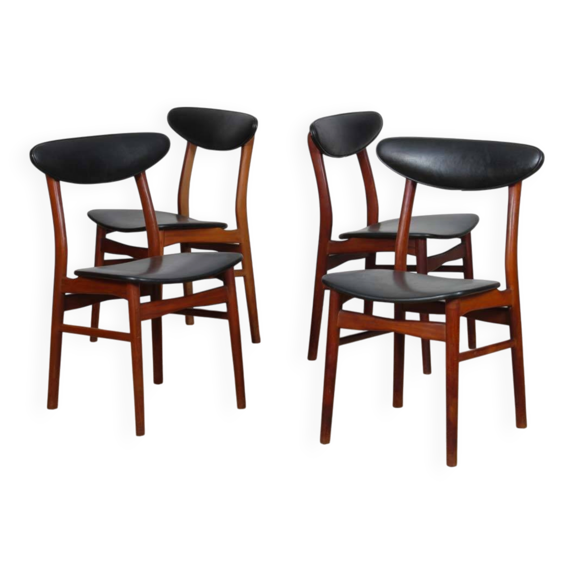 Set of 4 vintage wooden chairs in Scandinavian style, 1960.