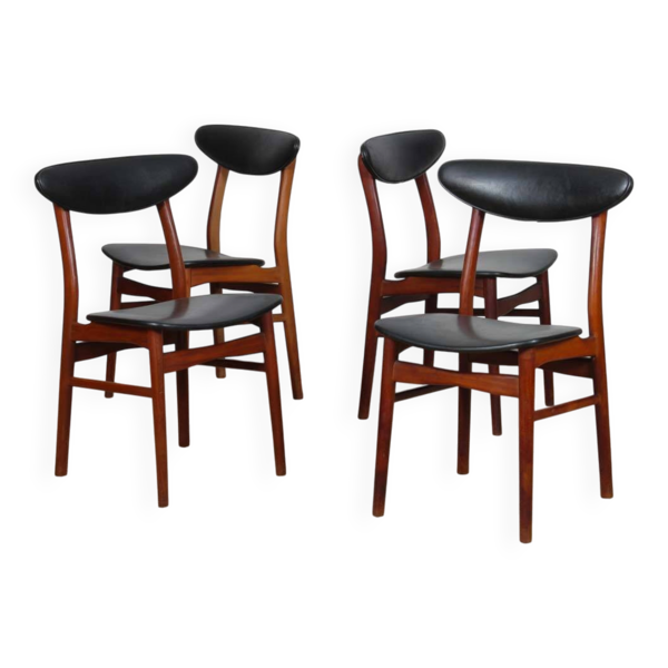 Suite de 4 chaises vintage en bois de style scandinave, 1960