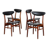 Set of 4 vintage wooden chairs in Scandinavian style, 1960.