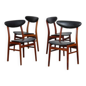 Set of 4 vintage wooden chairs in Scandinavian style, 1960.