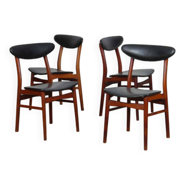 Set of 4 vintage wooden chairs in Scandinavian style, 1960.