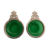 Pair of tin cups and glass