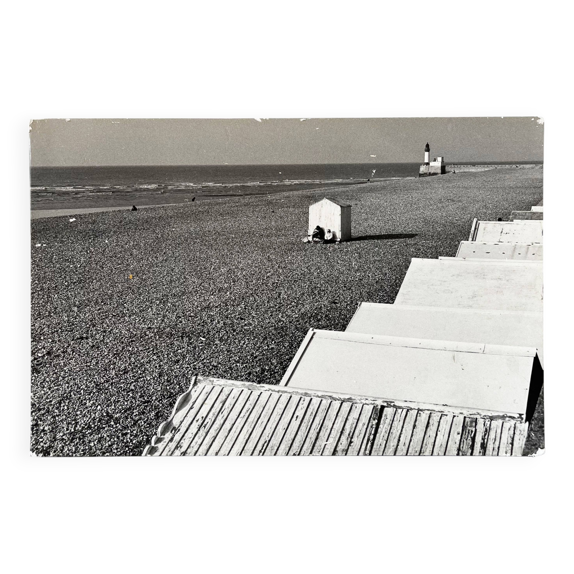 Large photograph on wooden panel Le Tréport 1980