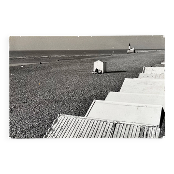 Grande photographie sur panneau bois Le tréport 1980