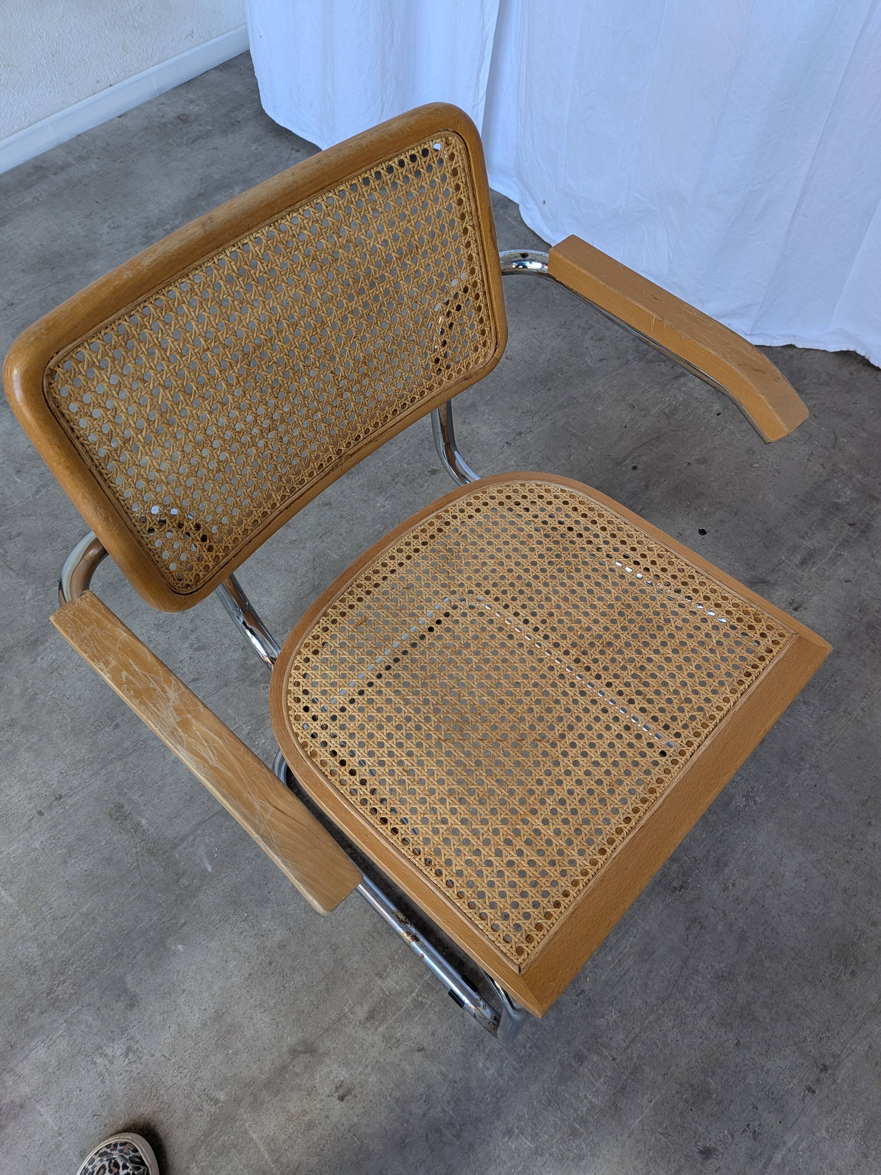 Vintage Cesca Cane Chair: 1970s Italian Mid-Century Modern Armchair