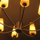 Italian brass and art glass chandelier, 1970s