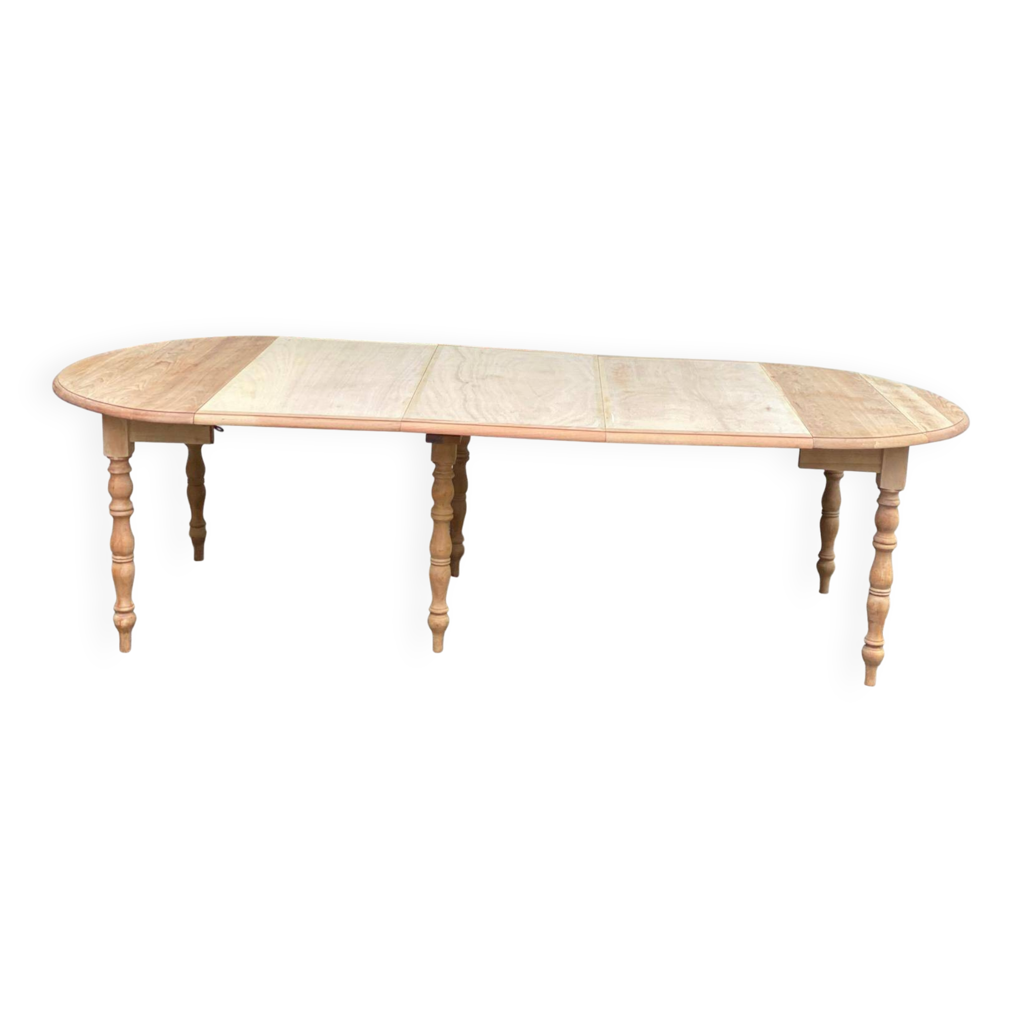 Table à manger ronde extensible à volets Louis Philippe XXème rénovée 260cm