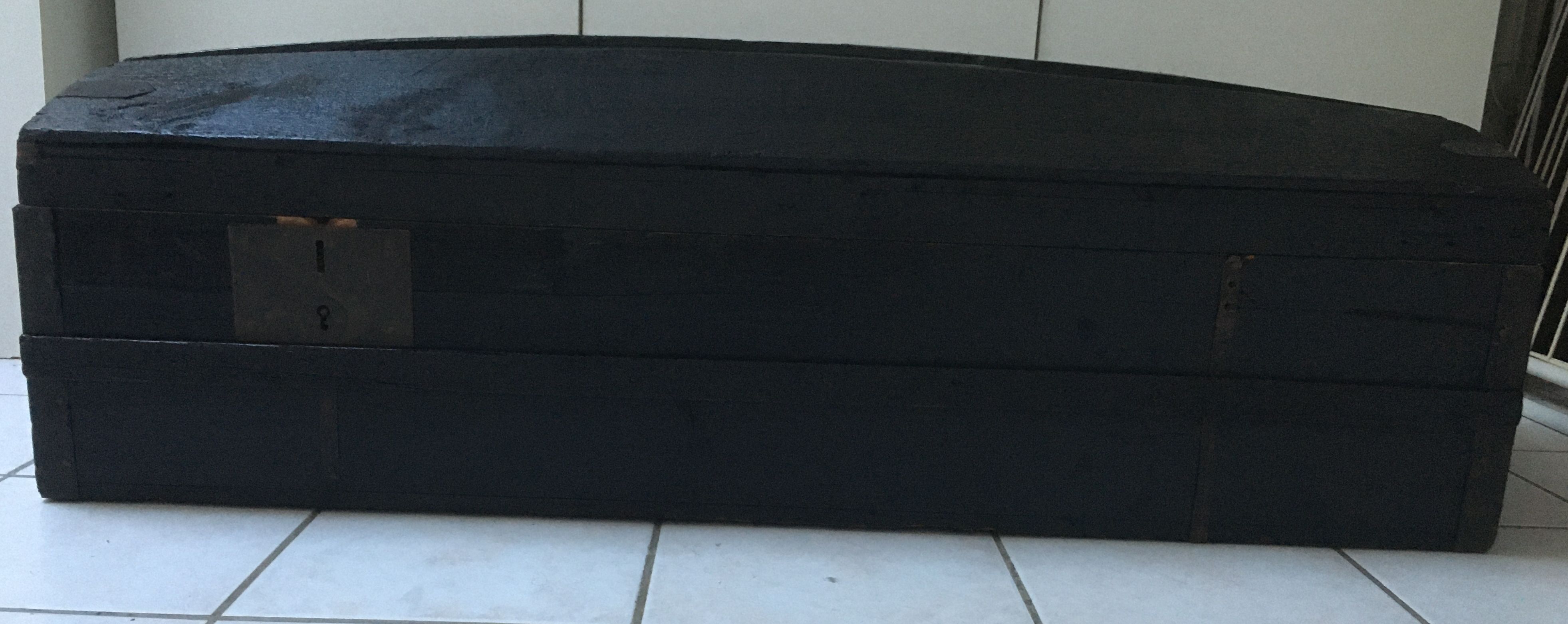 Old 19th century wooden travel chest