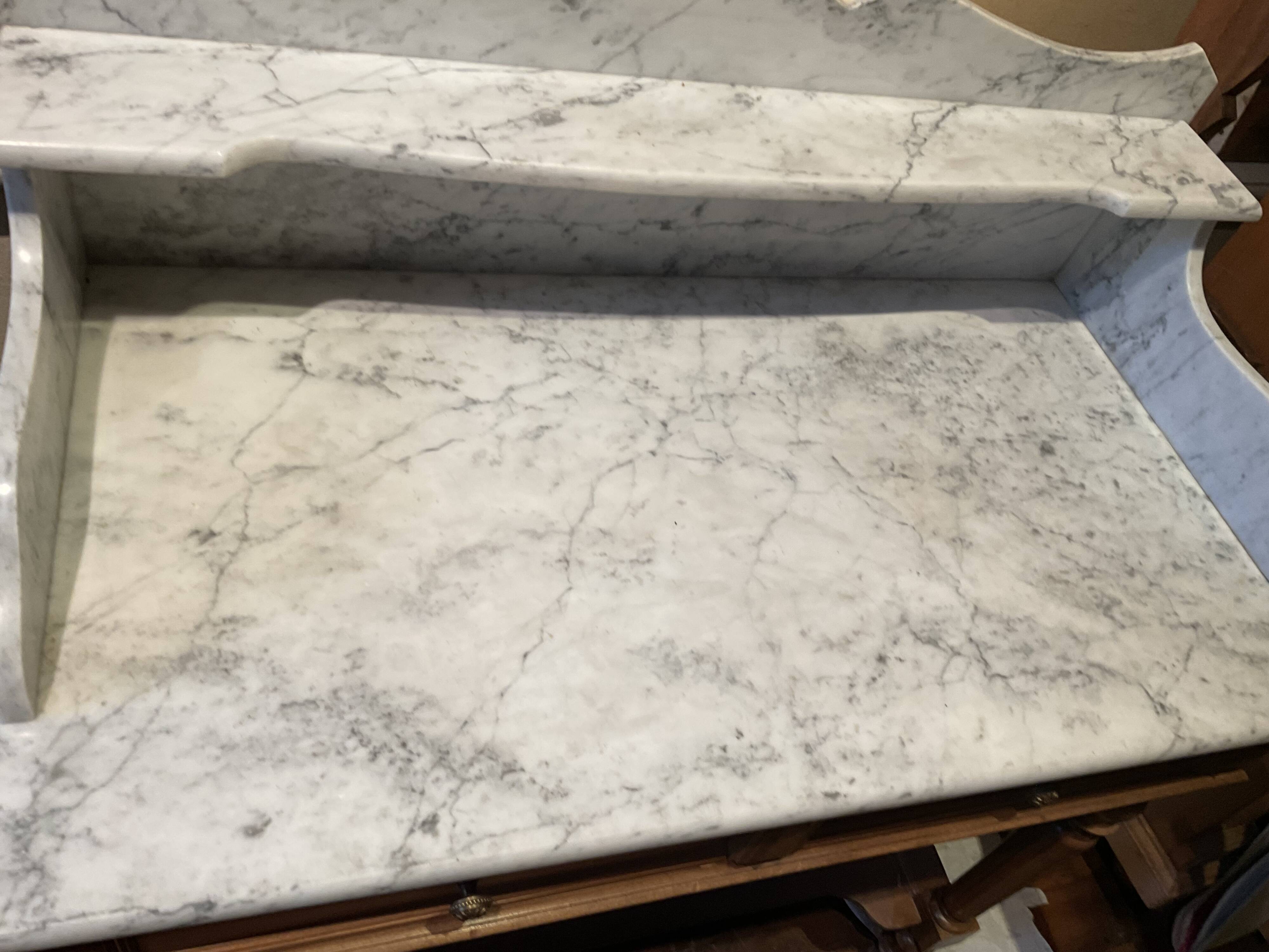 Louis Philip style marble top dressing table or dressing table with walnut base