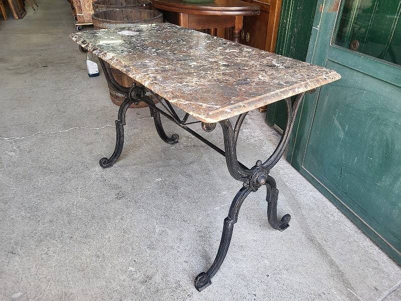Table de bistrot marbre pied en fonte