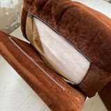 Pair 70s brown velvet armchairs