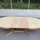 Table scandinave ovale extensible Baumann décapée en teck brut 240cm 1960