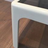 Pair of large white lacquered fiberglass side tables. Poschinger