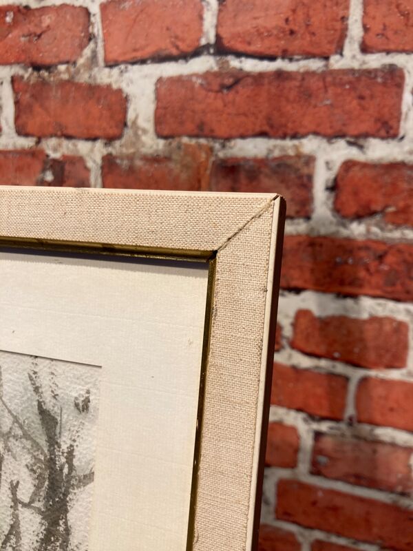 Aquarelle représentant des arbres avec leurs reflets dans l'eau