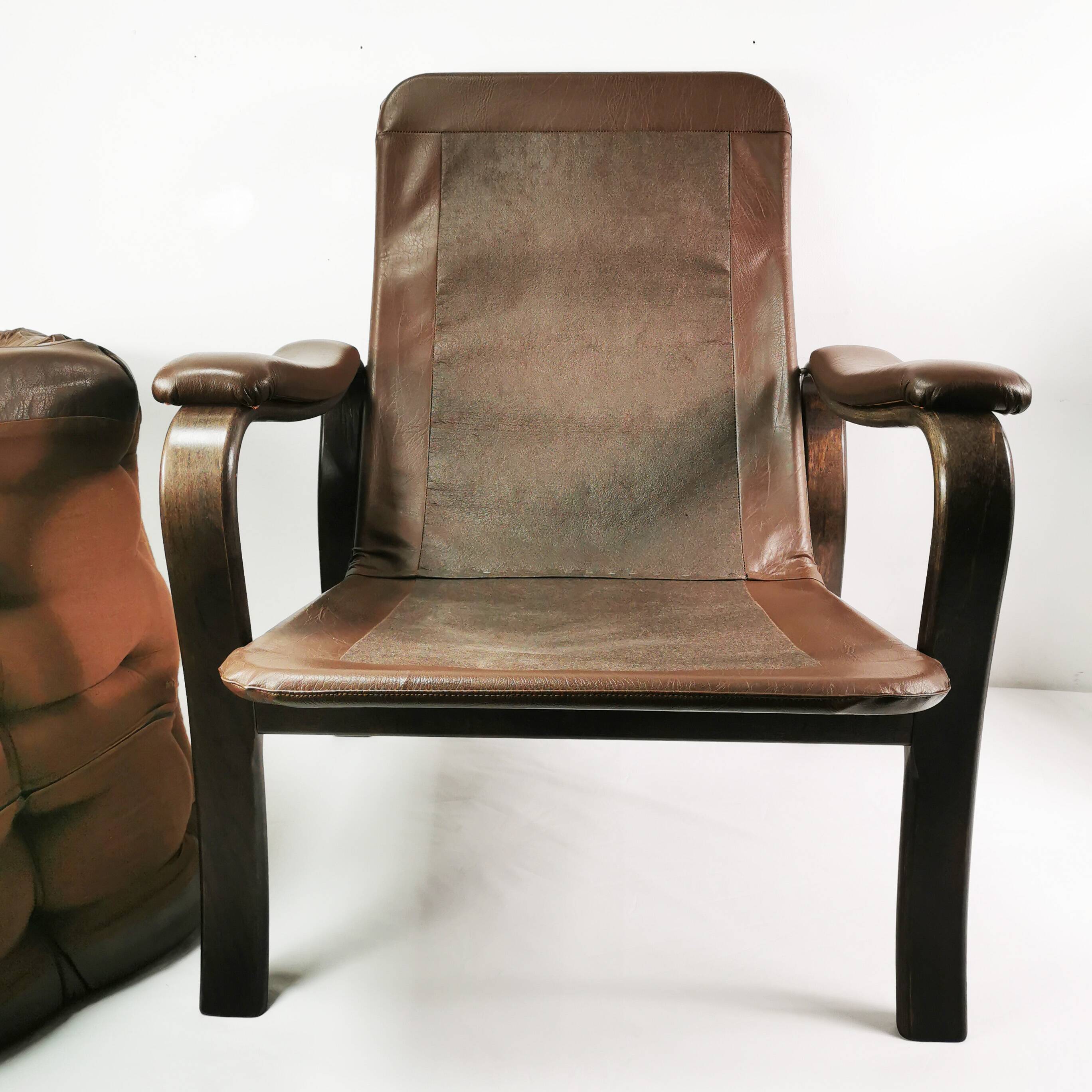 Mid Century Leather Armchair, Denmark, 1970s