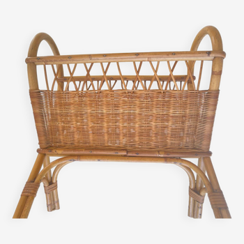 Old rattan magazine rack from the 70s