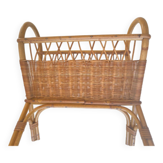 Old rattan magazine rack from the 70s