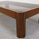 Modernist coffee table in elm and smoked glass, Italy circa 1970.