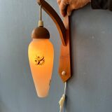 Teak wood wall lamp
