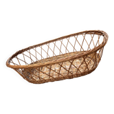 Grand panier oblongue en osier tressé