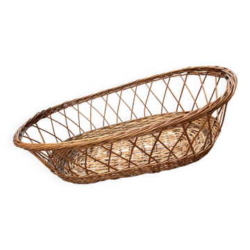 Grand panier oblongue en osier tressé
