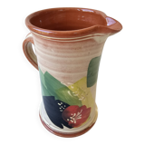 Ceramic jug with Provencal floral pattern signed (Signature to be identified)
