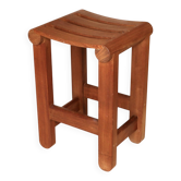 Tabouret en teck massif inspiration Pierre Chapo, USA, années 60.