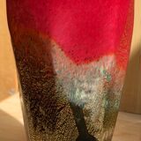 Murano vase in blown worm with original gold thread signed