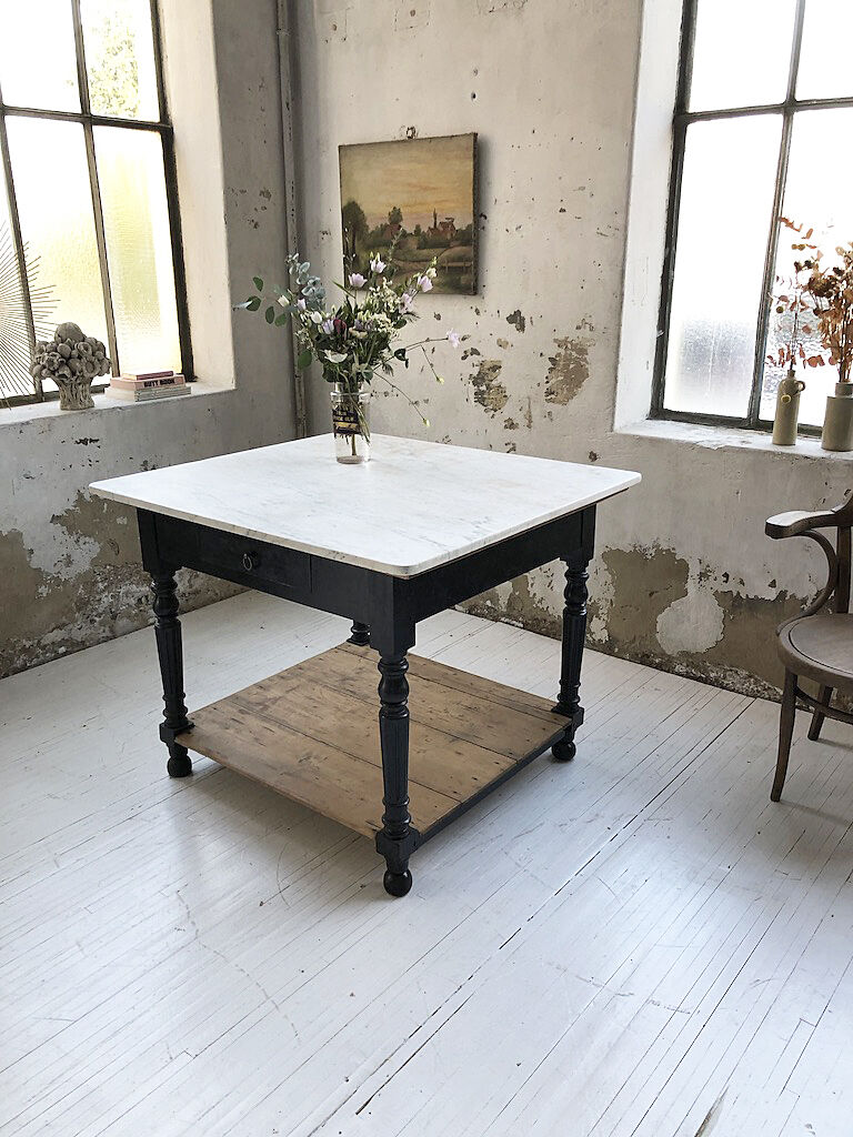 Butcher's table work central island marble