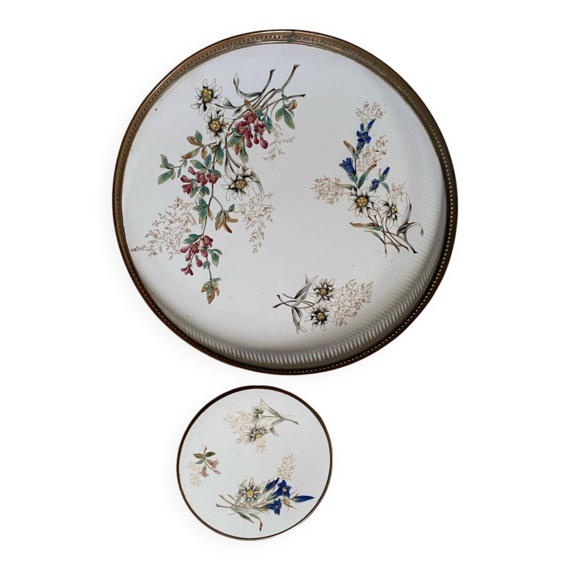 Ancient ceramic platter and bottle coaster