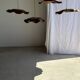 Very large wavy flat leaf suspension in smooth teak D:60