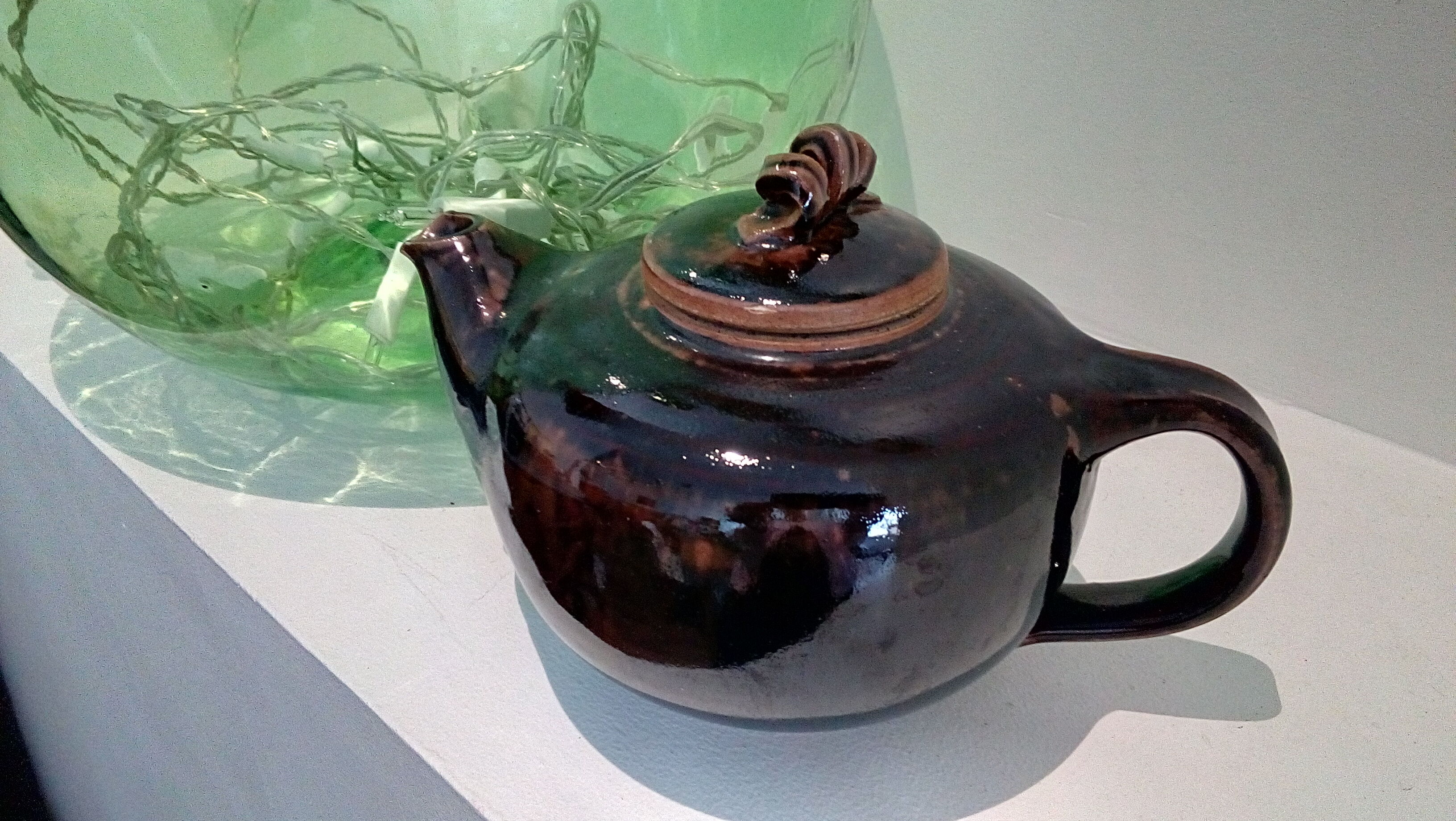 Enamelled sandstone teapot