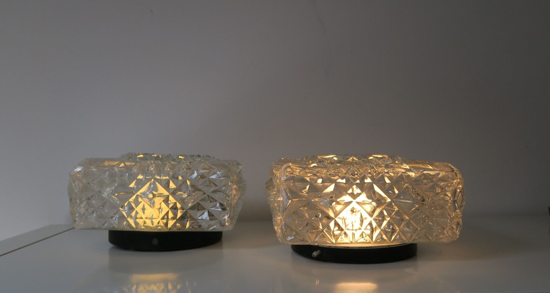Glass ceiling lamp pair