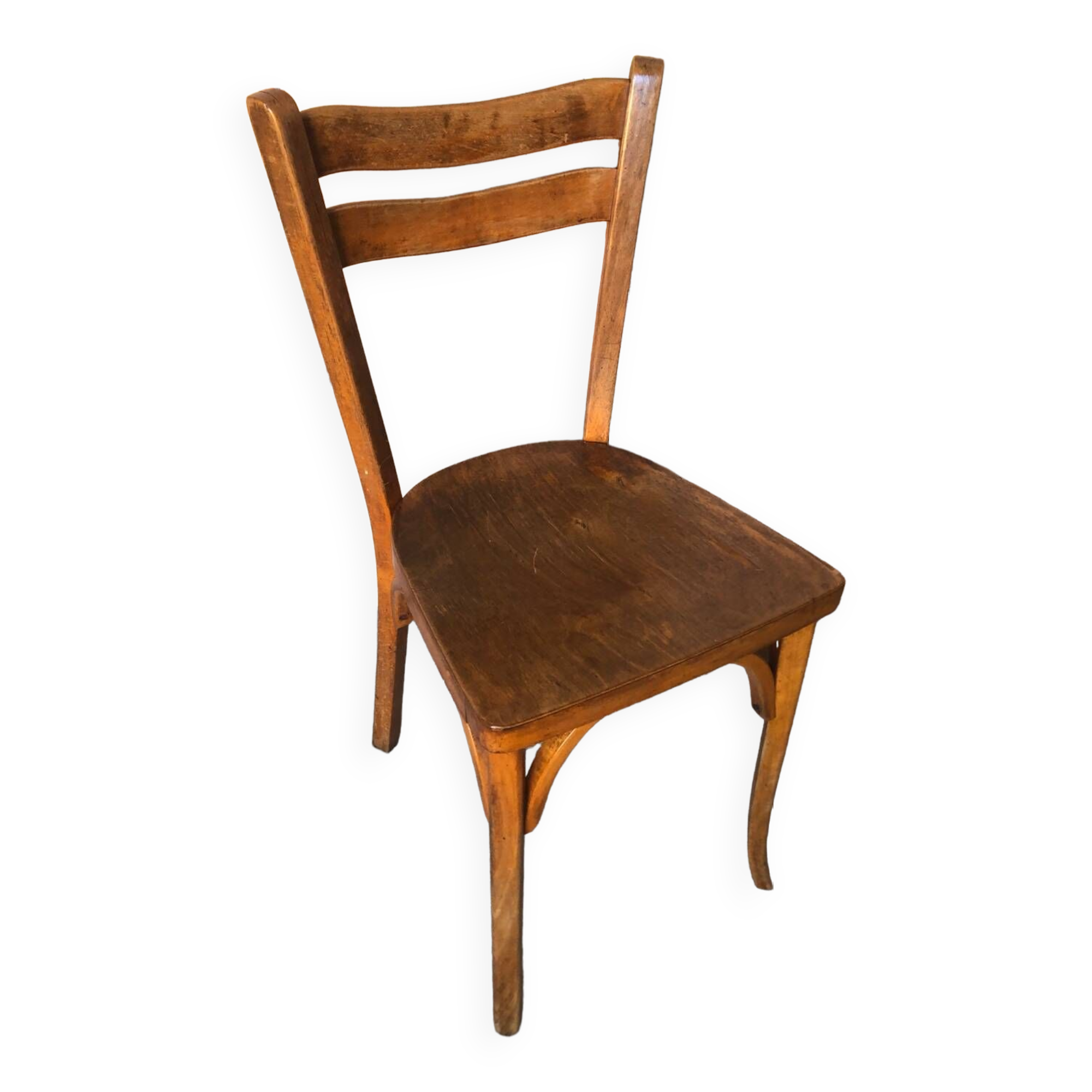 Old vintage baumann light wood bistro chair #a566