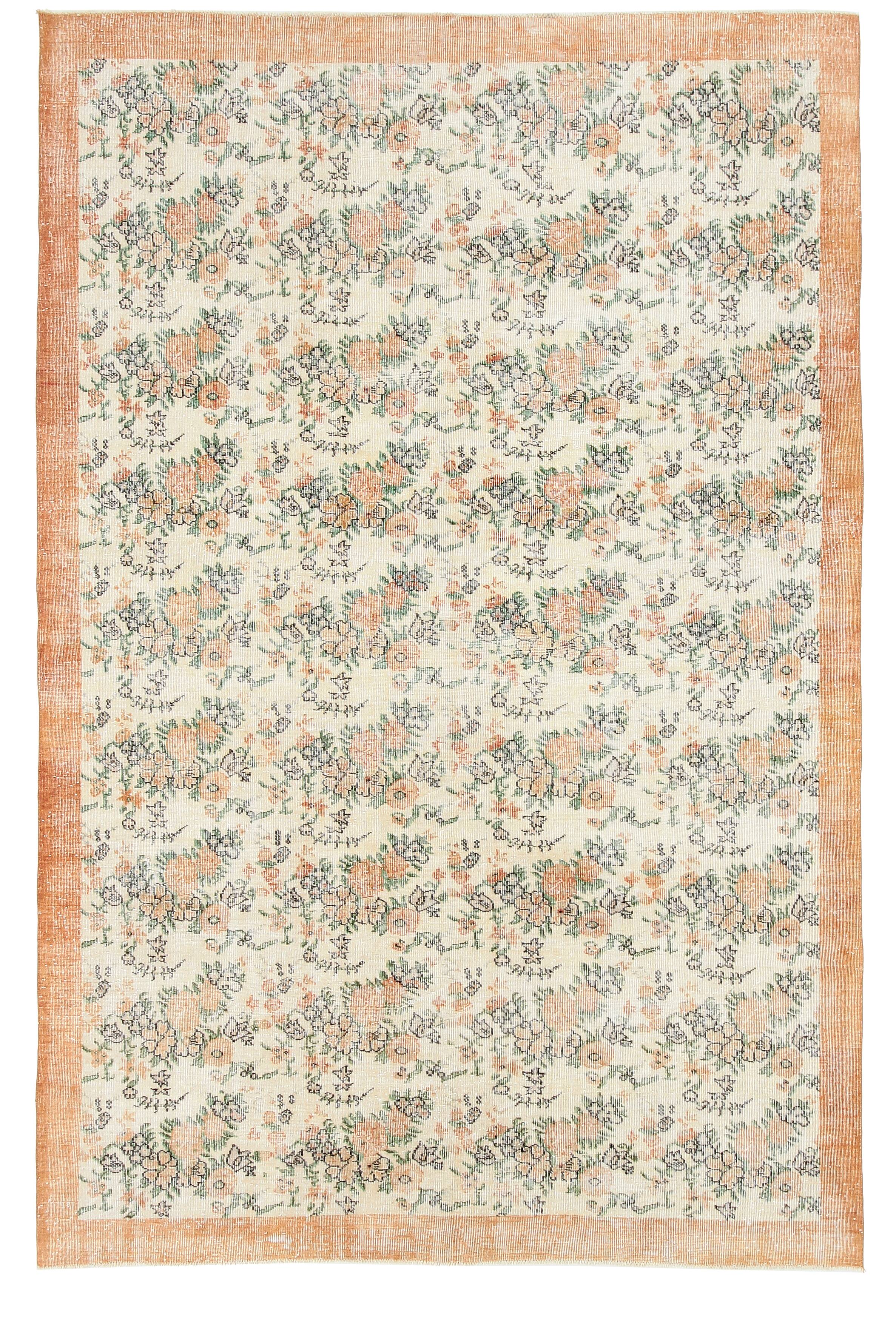 Tapis en laine et coton à décor floral